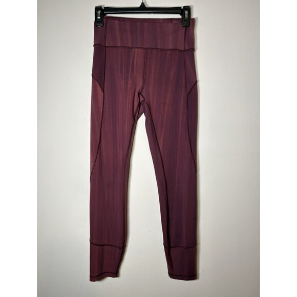 Lululemon Pants - LULULEMON Size 6 In Movement Leggings Linear Spray White Garnet Yoga Pilates